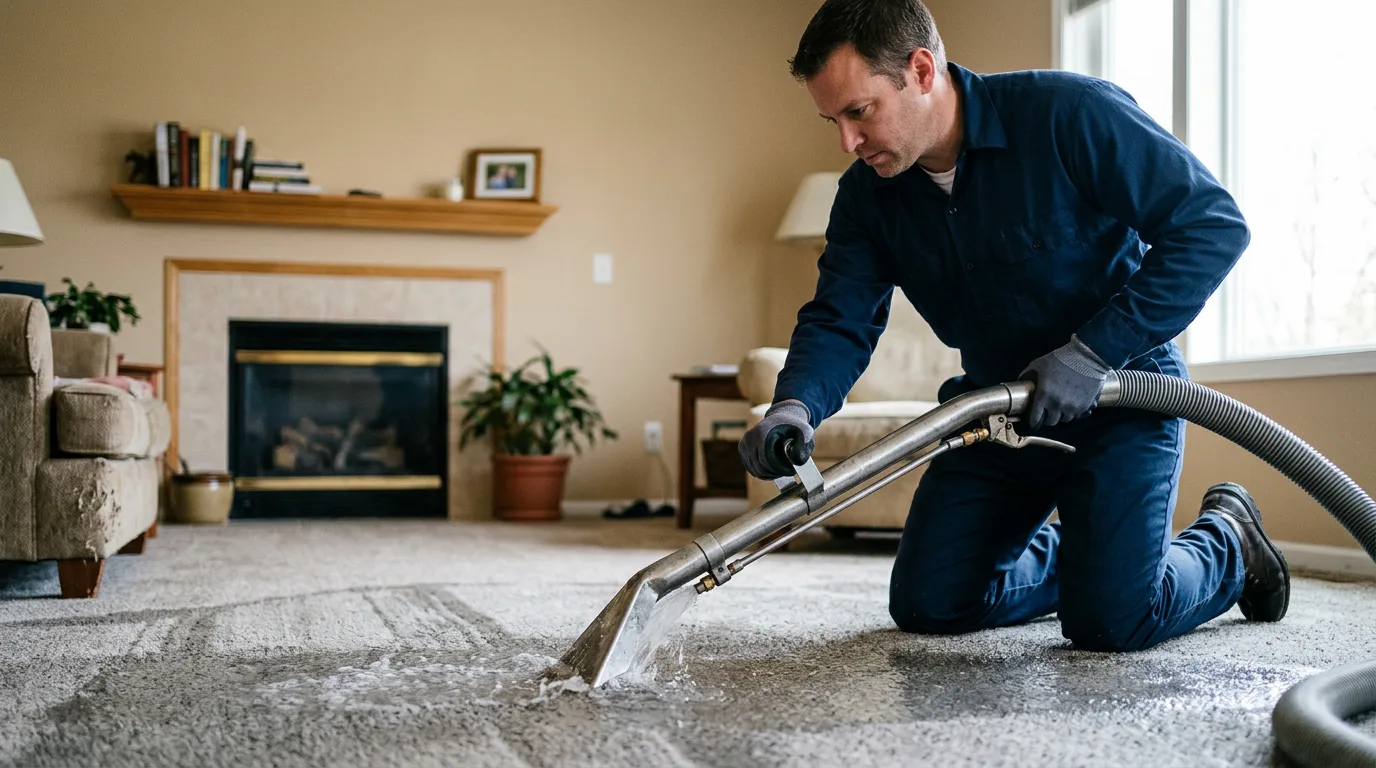 Water damage restoration technician working near Buncombe, IL